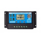 Saulės baterijos įkrovimo valdiklis 12/24V 20A su LCD, 2xUSB